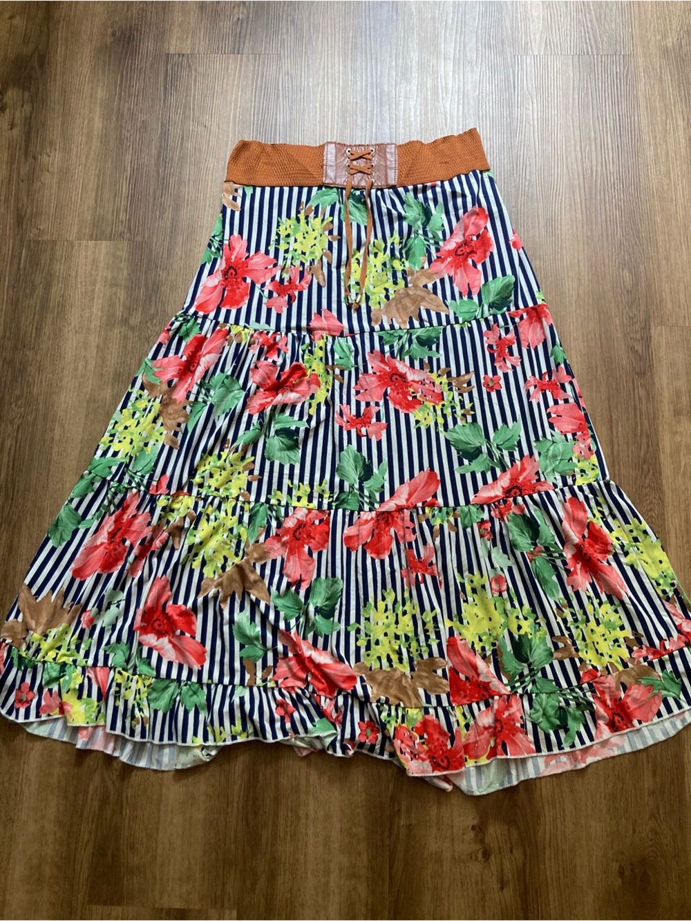 ME 2 Magic Fun Striped & Floral Skirt Medium